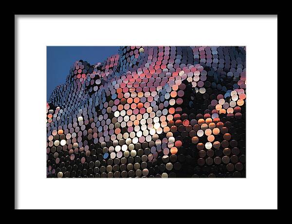 Subtile Framed Print featuring the photograph Sunset Reflection in Subtile Sculpture by Gary Geddes