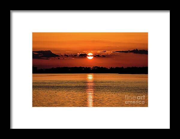 Sunset Framed Print featuring the photograph Sunset Reflection on Pensacola Bay by Beachtown Views