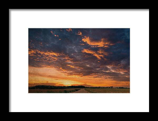 Land Framed Print featuring the photograph Sunset road by Yasmina Baggili