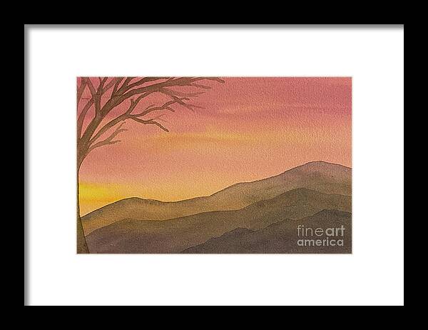 Sunset Framed Print featuring the painting Sunset Tree by Lisa Neuman