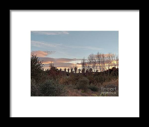 Path Framed Print featuring the photograph Sunset with trees in Torremolinos by Chani Demuijlder
