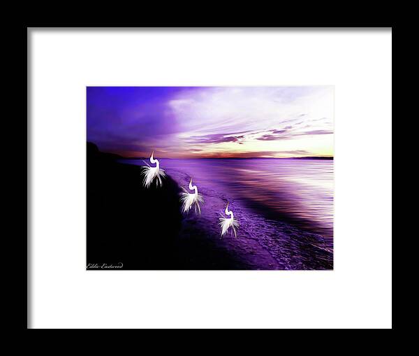 Surreal Framed Print featuring the digital art Sunset Worshipers by Eddie Eastwood