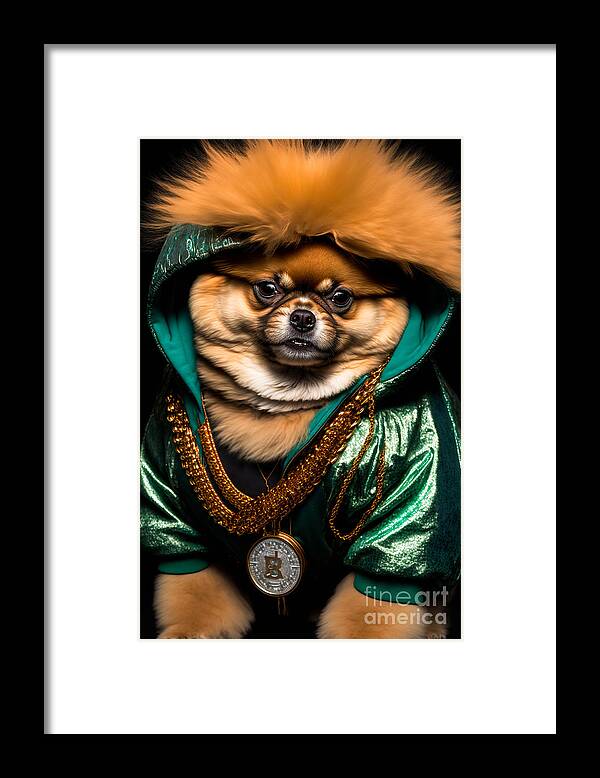'sup Dawgg Pomeranian Framed Print featuring the mixed media 'Sup Dawgg Pomeranian by Jay Schankman