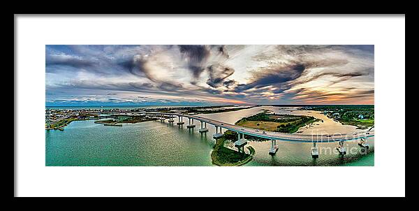 Sunset Framed Print featuring the photograph Surf City Bridge by DJA Images