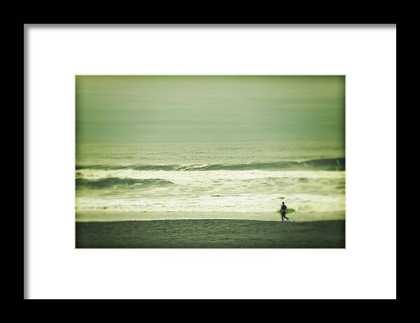 Surfer Framed Print featuring the photograph Surfacing - Ocean Beach by Melanie Alexandra Price