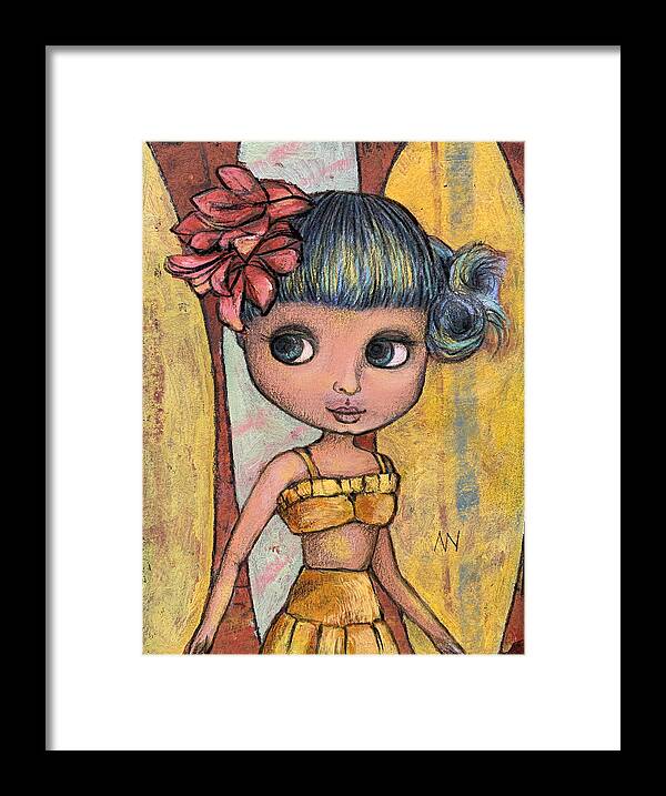 Surfer Framed Print featuring the mixed media Surfer Girl by AnneMarie Welsh