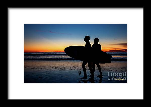 Athlete Framed Print featuring the photograph Surfers' Silhouette by David Levin