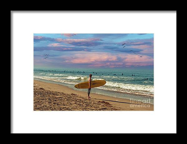 Socal Beaches Framed Print featuring the photograph Surfers Sunset Delight by David Zanzinger
