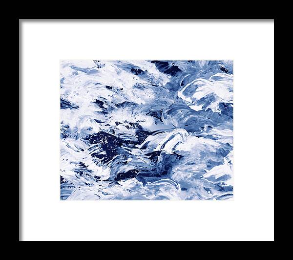 Waves Framed Print featuring the painting Surfing The Waves Of The Ocean Abstract Contemporary Art I by Irina Sztukowski