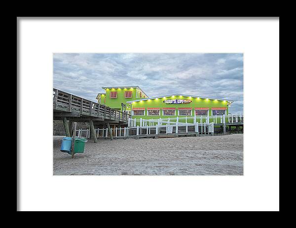 Surfs Up Framed Print featuring the photograph Surfs Up at Bogue Inlet Pier by Bob Decker