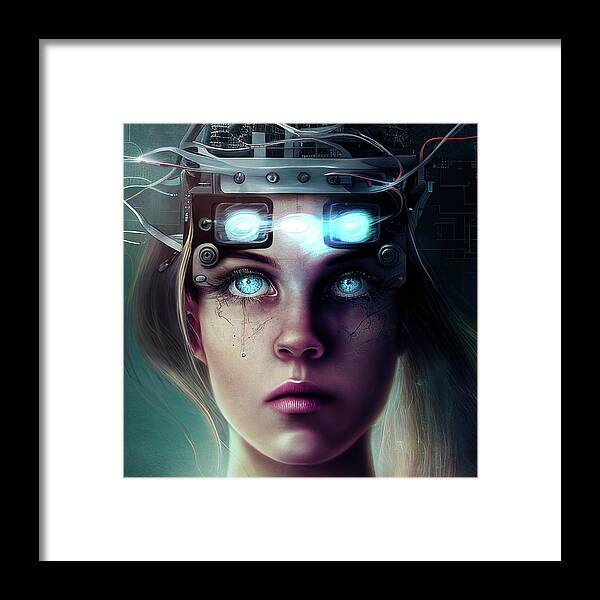 Woman Framed Print featuring the digital art Surreal Art 15 Mind Control Woman Portrait by Matthias Hauser