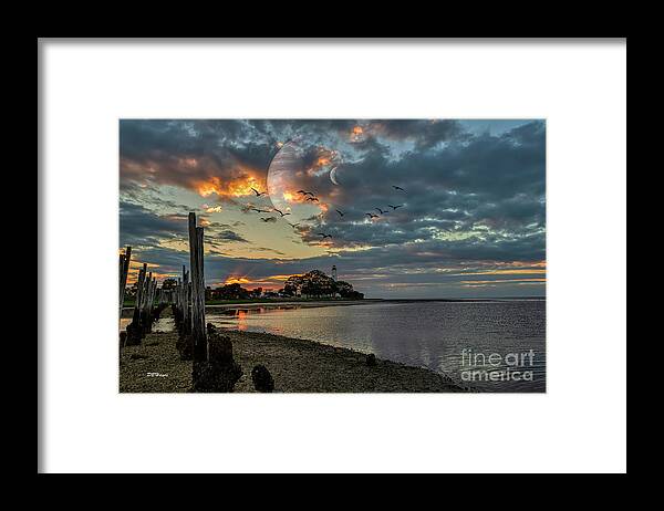 Sunrises Framed Print featuring the photograph Surreal Lighthouse Sunrise by DB Hayes