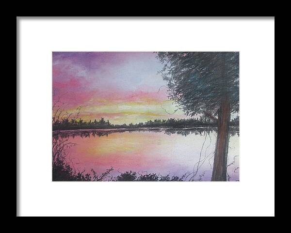 Pink Sunset Framed Print featuring the painting Susnet Express by Jen Shearer