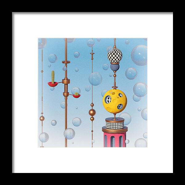 Surreal Framed Print featuring the digital art Suspension by Bespoke Cube