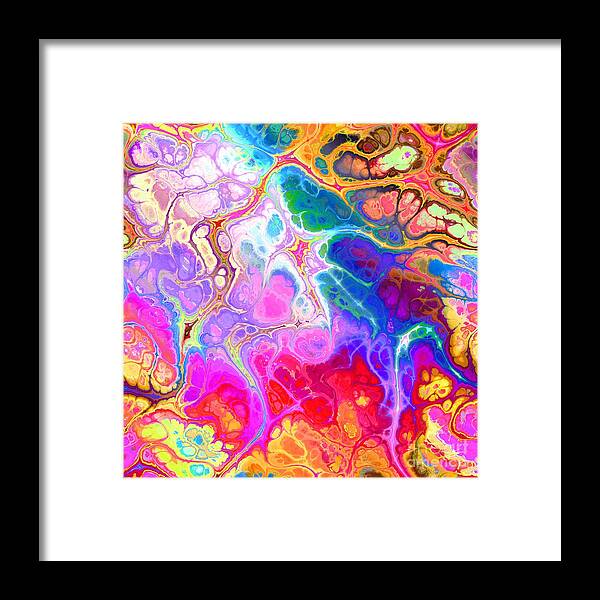 Colorful Framed Print featuring the digital art Sutari - Funky Artistic Colorful Abstract Marble Fluid Digital Art by Sambel Pedes
