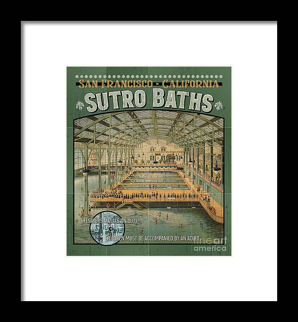 Sutro Baths Framed Print featuring the digital art Sutro Baths Poster by Brian Watt