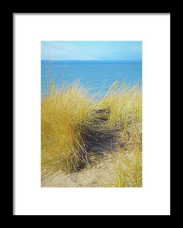 Oval Beach Framed Print featuring the photograph Sweeping, Golden and Bright by Kathi Mirto