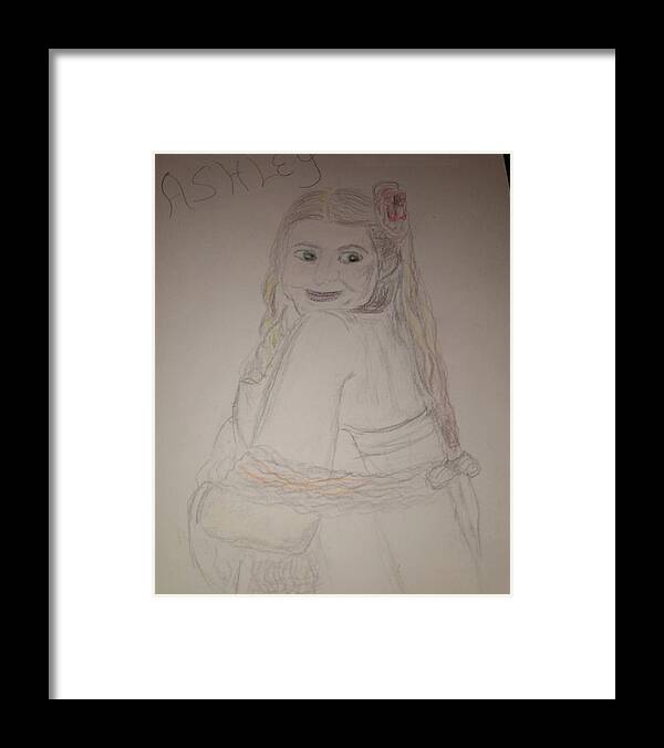 Debutante Framed Print featuring the drawing Sweet Ashley by Suzanne Berthier