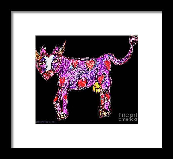 Cow Framed Print featuring the digital art Sweet Cow by Mimulux Patricia No