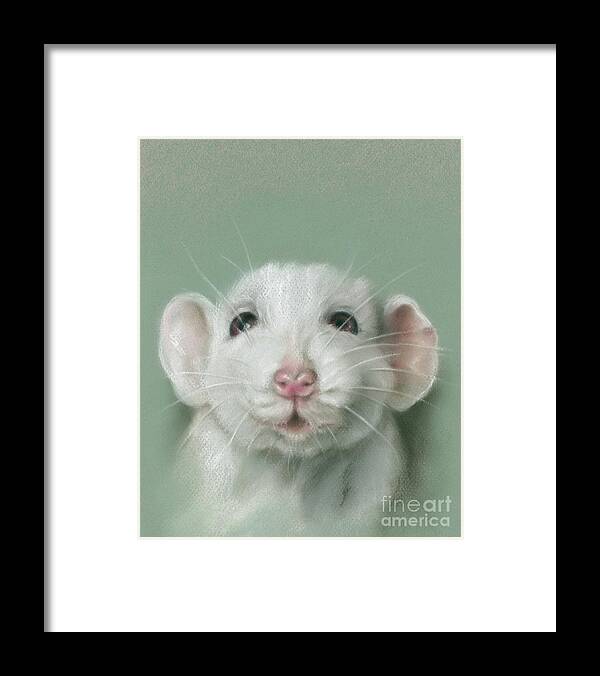 Animal Framed Print featuring the painting Sweet Faced White Rat Portrait by MM Anderson