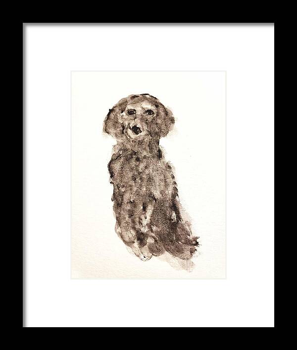 Dog L9vers Framed Print featuring the painting Sweet little Doggy by Margaret Welsh Willowsilk