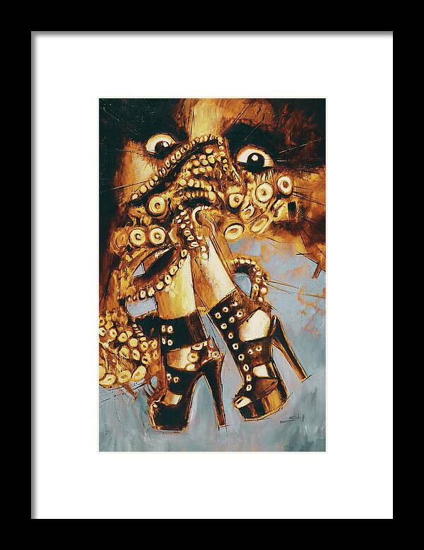 Tentacles Framed Print featuring the painting Sweet nightmare by Sv Bell