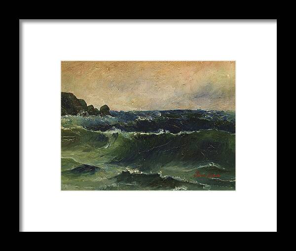 Swell At The Black Cape. Ref: 3491 Framed Print featuring the painting Swell At The Black Cape by Juan Bosco