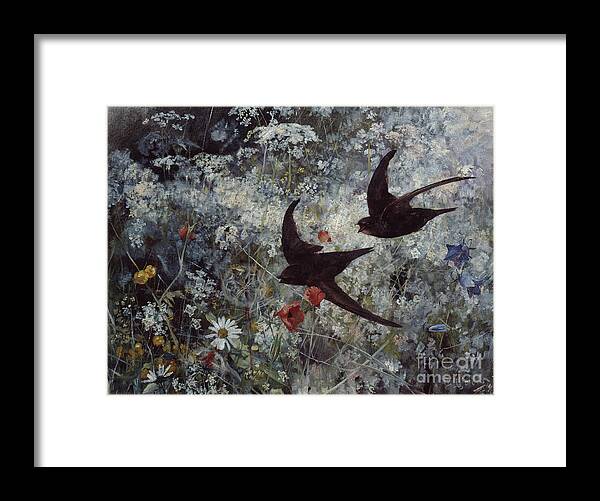 Bruno Liljefors Framed Print featuring the painting Swift, 1886 by O Vaering by Bruno Liljefors