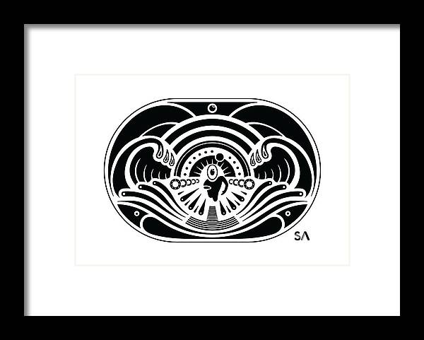 Black And White Framed Print featuring the digital art Swimmer by Silvio Ary Cavalcante