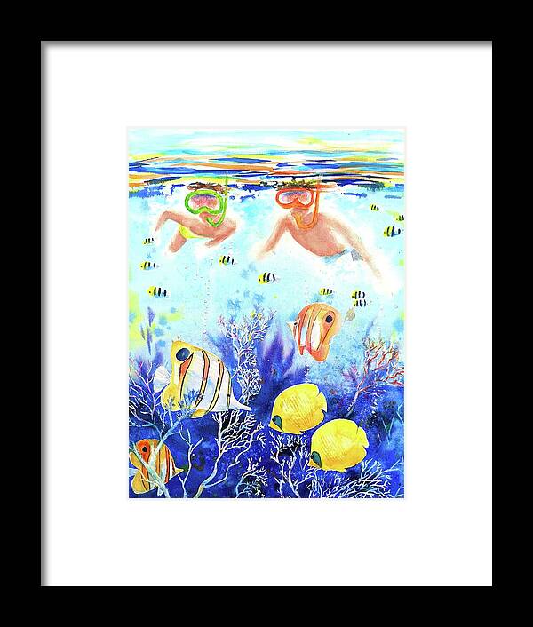 Underwater Framed Print featuring the painting Swimming with the Fish by Carlin Blahnik CarlinArtWatercolor