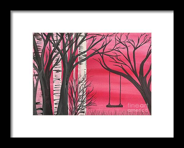 Swing Framed Print featuring the mixed media Swing at Sunset by Lisa Neuman