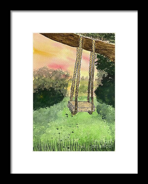 Swing Framed Print featuring the mixed media Swing by Lisa Neuman