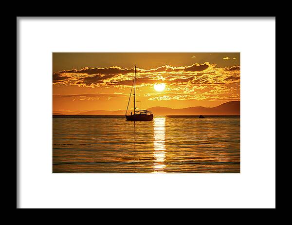 Sailboat Framed Print featuring the photograph Swinging on the Hook by Gary Skiff