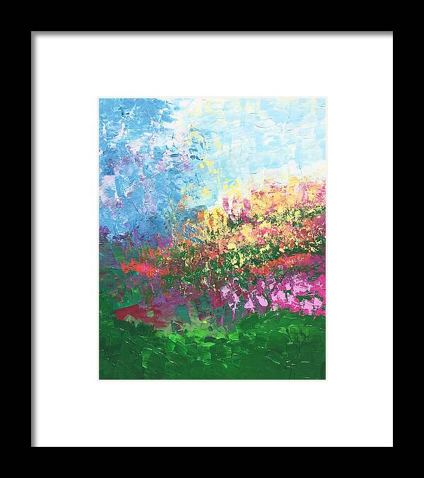 Swiss Framed Print featuring the painting Swiss Meadow by Linda Bailey