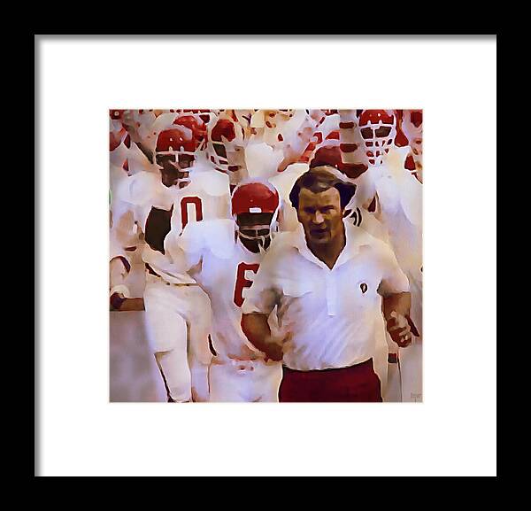Oklahoma Framed Print featuring the mixed media Switzer Leads Sooners by Row One Brand