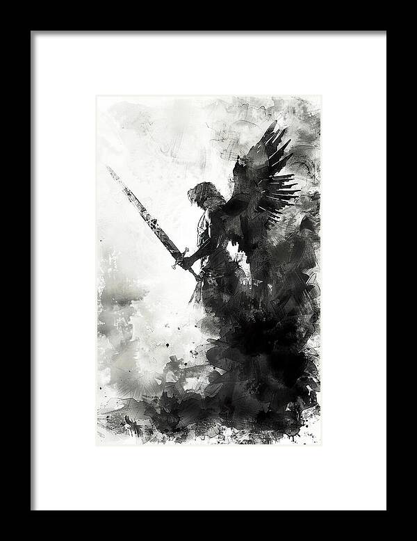 Religion Framed Print featuring the painting Sword of Celestial Valor, 06 by AM FineArtPrints