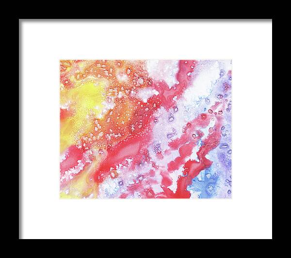 Abstract Framed Print featuring the painting Synergy Of Crystal And Abstract Watercolor Decorative Art VIII by Irina Sztukowski