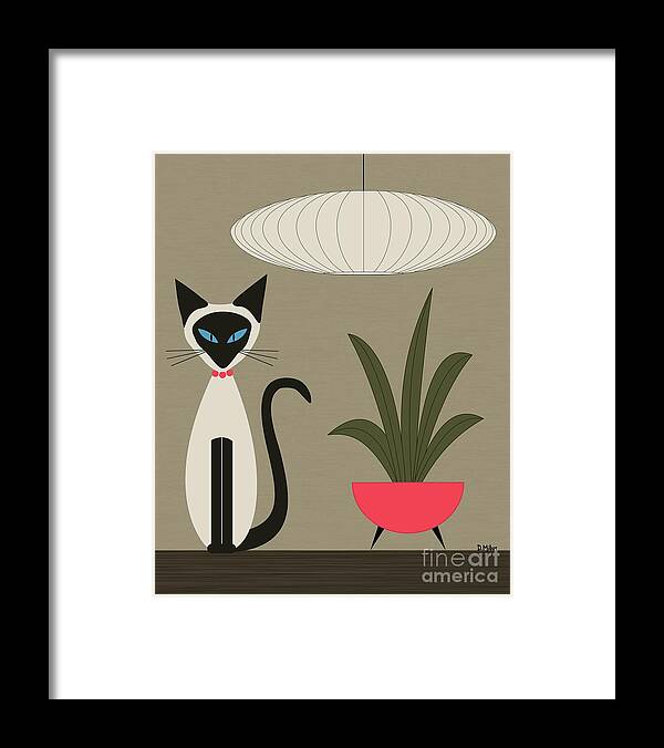 Mid Century Modern Framed Print featuring the digital art Tabletop Siamese Pink by Donna Mibus