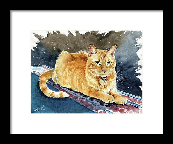 Cats Framed Print featuring the painting Taffy Orange Tabby Cat Painting by Dora Hathazi Mendes