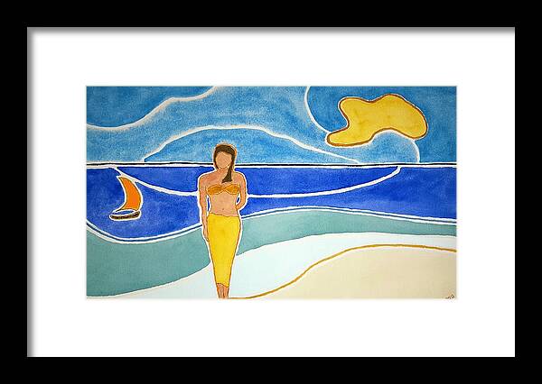 Watercolor Framed Print featuring the painting Tahitian Shore by John Klobucher