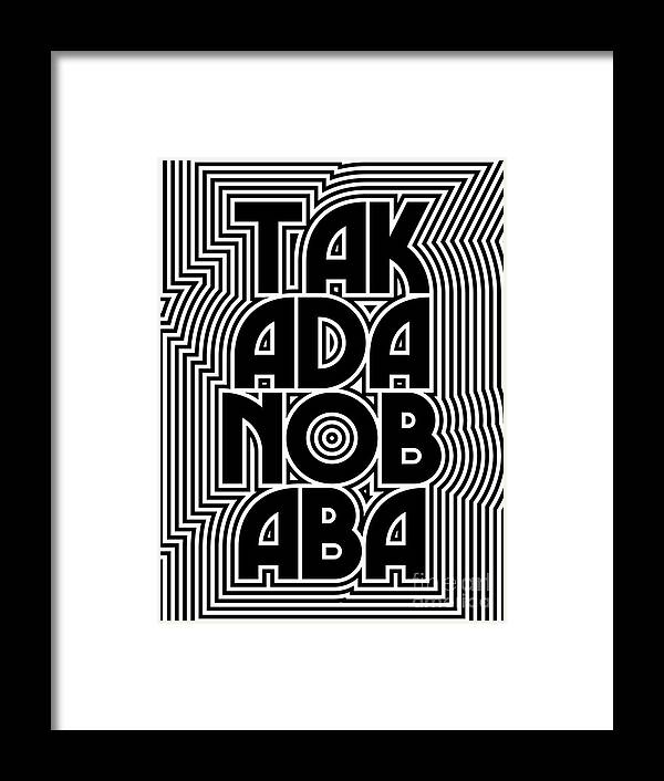 Black Framed Print featuring the digital art Takadanobaba Tokyo Neighbourhood Text Pattern Japan by Organic Synthesis