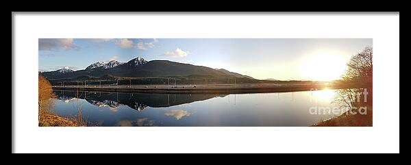 #alaska #juneau #ak #cruise #tours #vacation #peaceful #reflection #twinlakes #douglas #capitalcity #postcard #evening #dusk #sunset #panorama #egandrive Framed Print featuring the photograph Taking it all in by Charles Vice