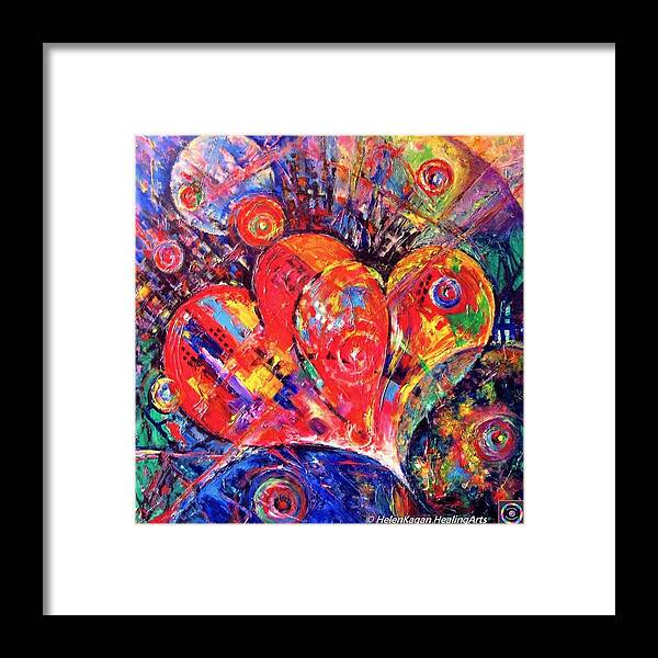 Contemporary Framed Print featuring the painting Tales of The Hearts. series EnergyArt by Helen Kagan