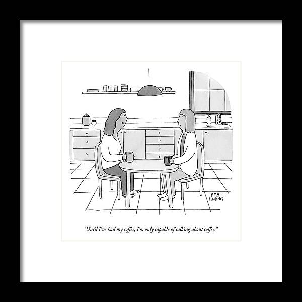A26140 Framed Print featuring the drawing Talking About Coffee by Amy Hwang