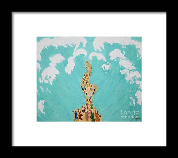  Framed Print featuring the painting Tambourines by Henya Gutnick