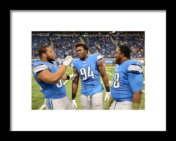 Nick Fairley Framed Print featuring the photograph Tampa Bay Buccaneers v Detroit Lions by Mark Cunningham