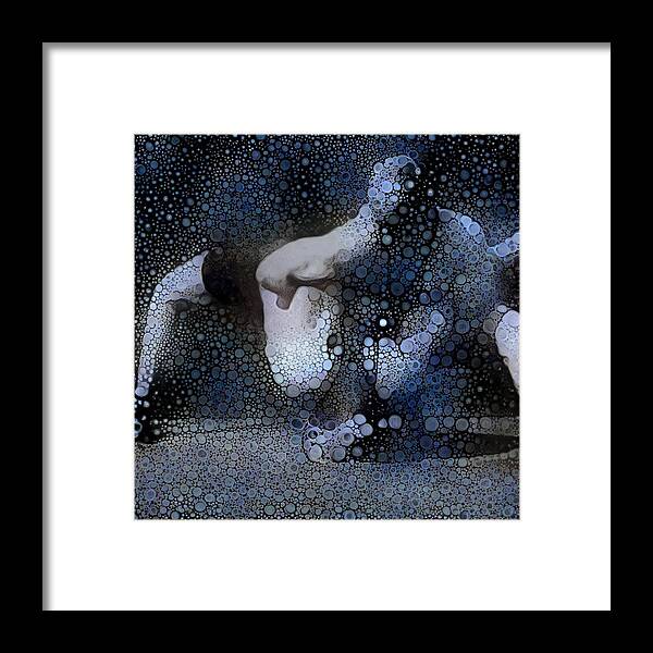Wrestle Framed Print featuring the digital art Tangled Up in Blue by Matthew Lazure