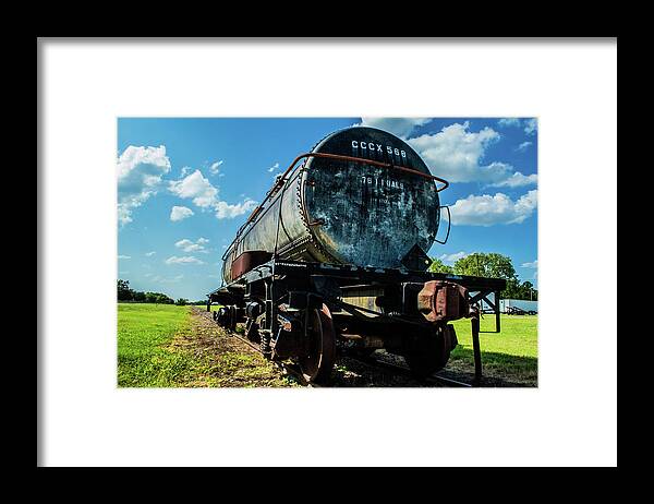 Smoke Framed Print featuring the photograph Tanker on Texas Central Railroad by Peyton Vaughn