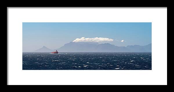 South Framed Print featuring the photograph Tanker rounding Table Mountain at the Cape of Good Hope by William Dickman