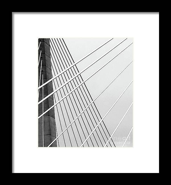 Abstract Framed Print featuring the photograph Tappan Zee Cable Abstract by Sharon Williams Eng